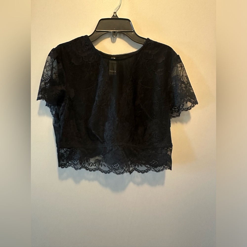 Lace and mesh crop top
